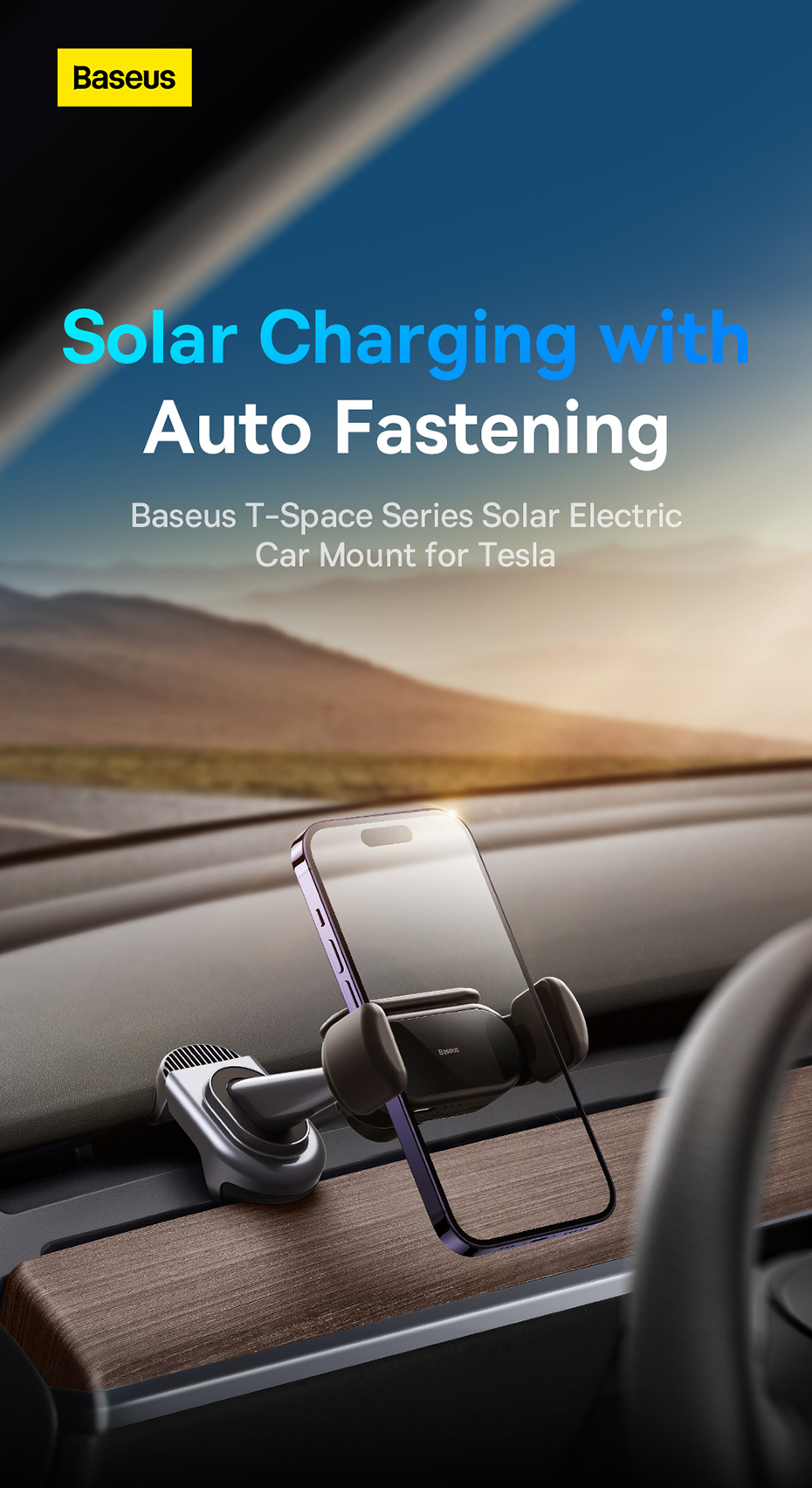 chube Đế giữ điện thoại Baseus T-Space Solar Electric