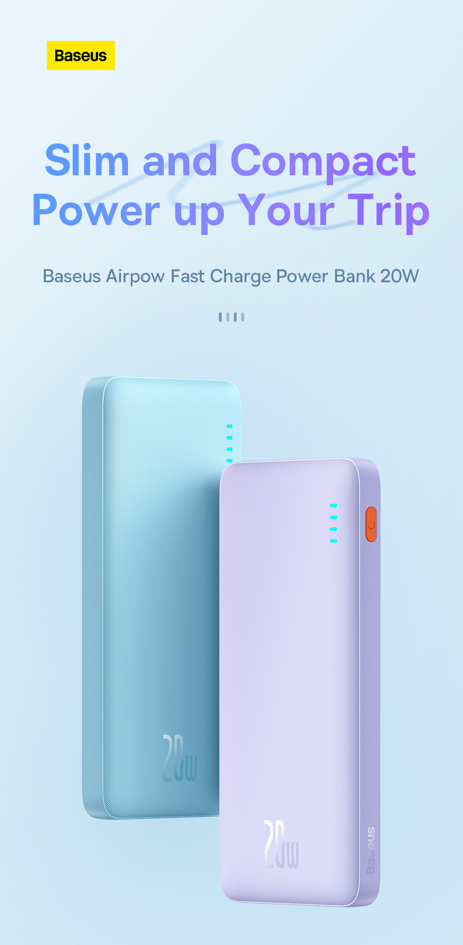 chube Sạc dự phòng 20W Baseus Airpow Fast Charge Power Bank 10000mAh 30000mAh