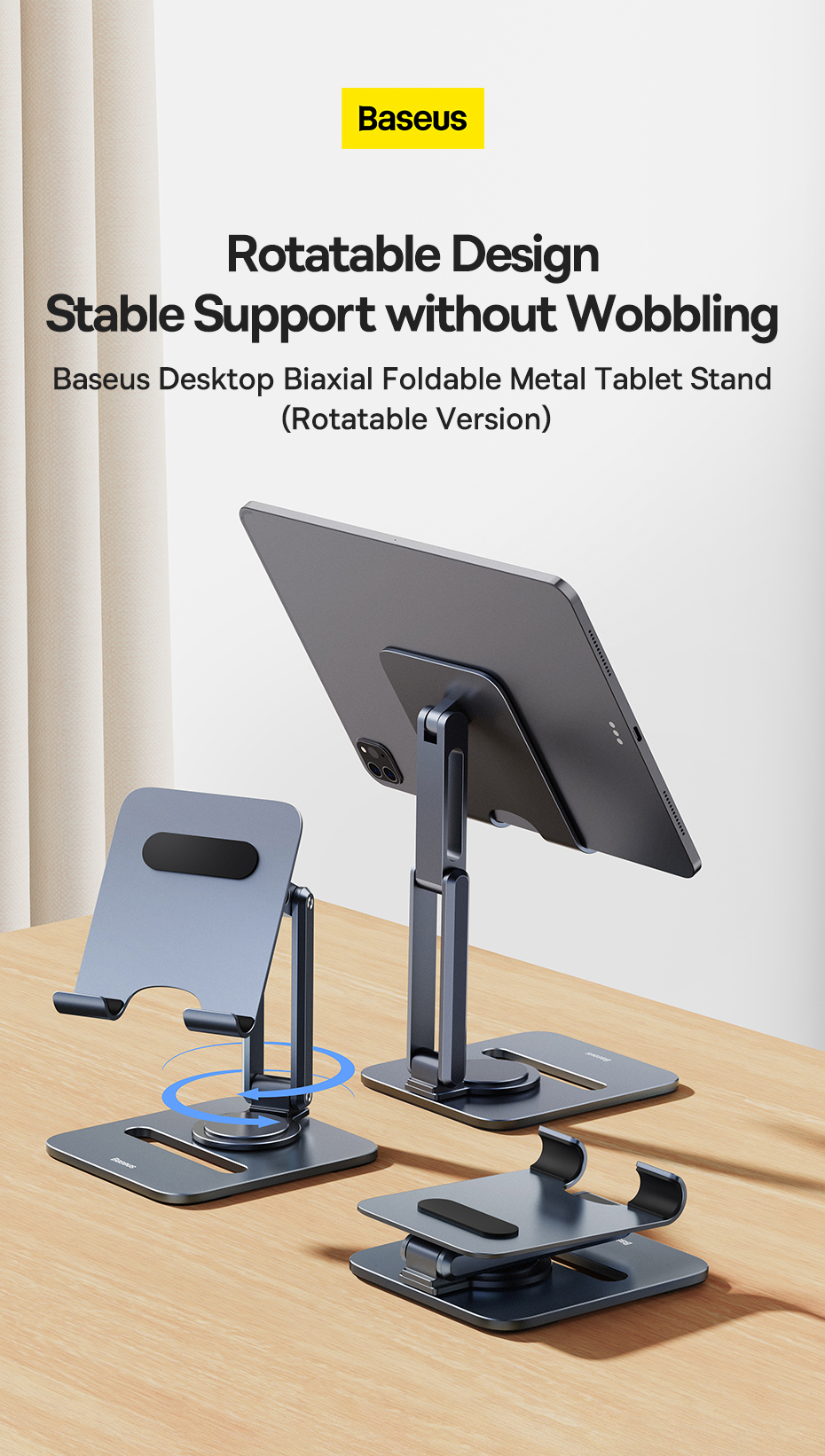 chube Giá Đỡ Máy Tính Bảng Baseus Desktop Biaxial Foldable Metal Stand