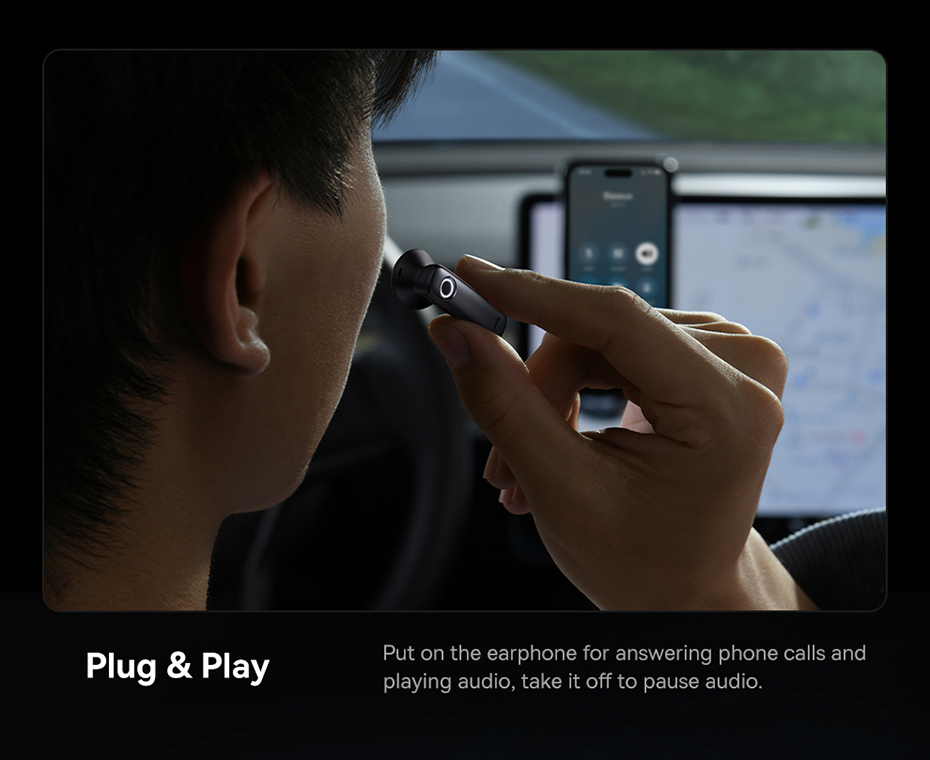 chube Tai nghe không dây đơn thông minh cho ô tô Baseus C-Mic CM10