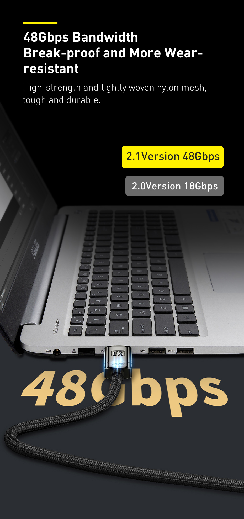 chube Cáp HDMI 2.1 8K Baseus High Definition Series