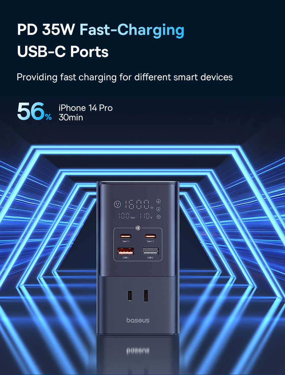 chube Bộ sạc nhanh 35W OS-Baseus PowerCombo Tower 6AC+2U+2C