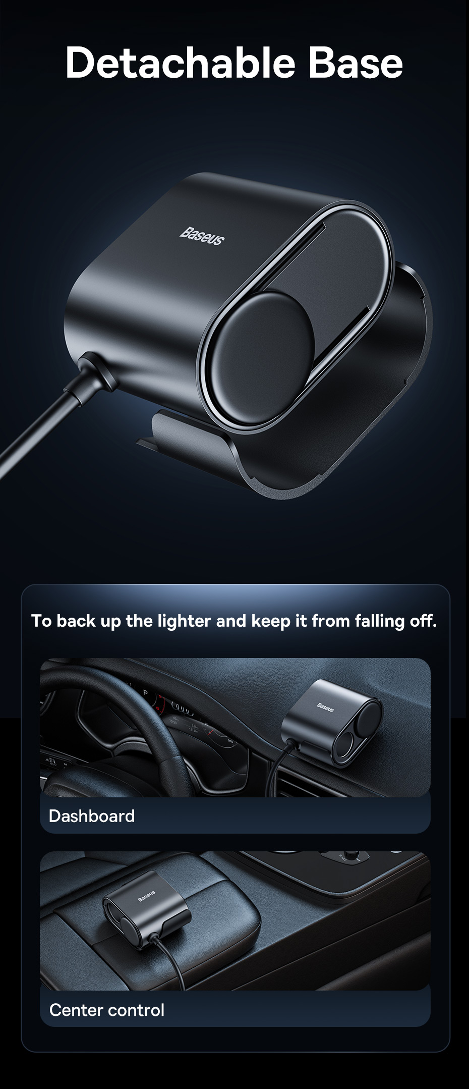 chube Tẩu sạc ô tô nối dài Baseus Car Cigarette Lighter 30W