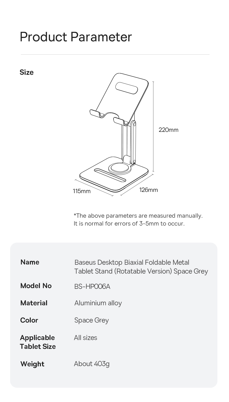 chube Giá Đỡ Máy Tính Bảng Baseus Desktop Biaxial Foldable Metal Stand