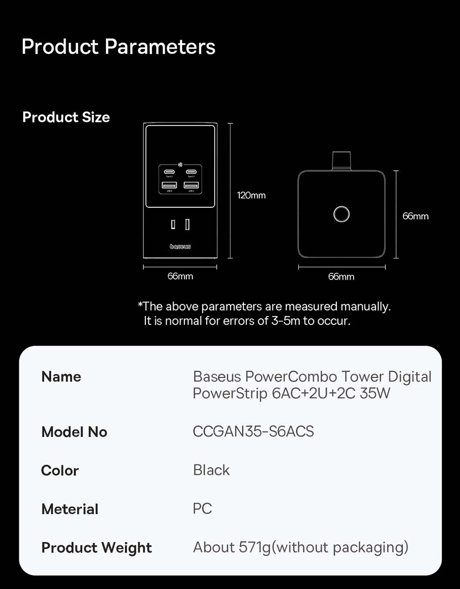 chube Bộ sạc nhanh 35W OS-Baseus PowerCombo Tower 6AC+2U+2C