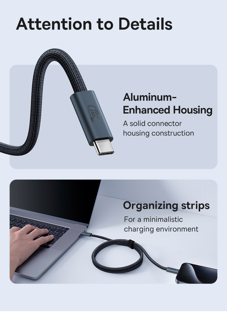 chube Cáp dữ liệu 240W 40gbps Baseus Flash Series 2 USB4 C to C