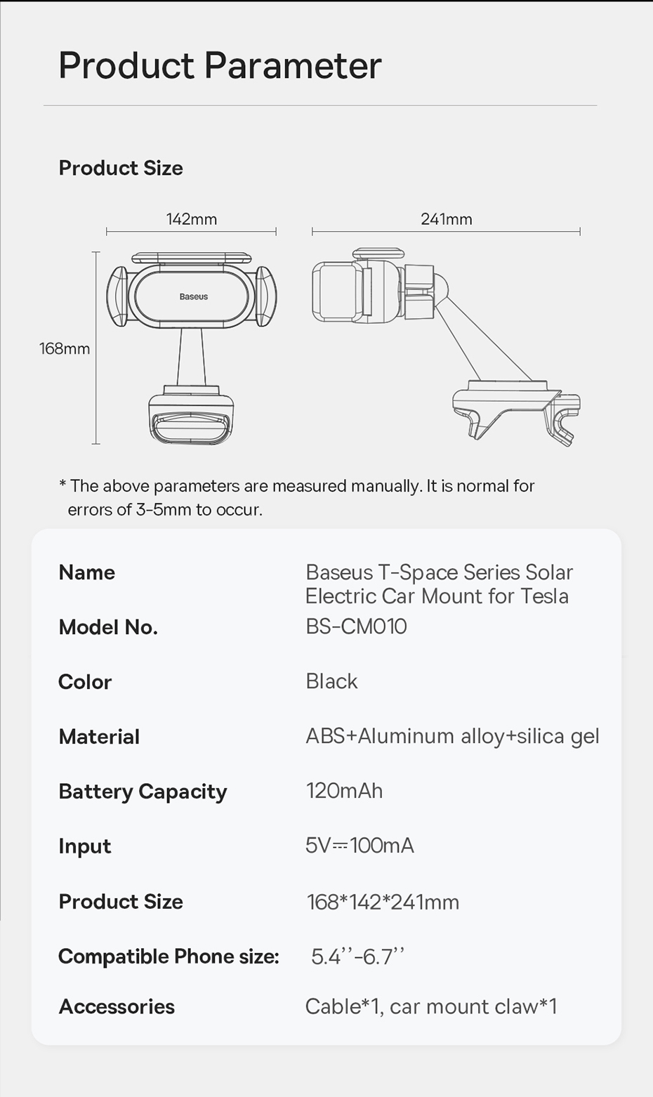 chube Đế giữ điện thoại Baseus T-Space Solar Electric
