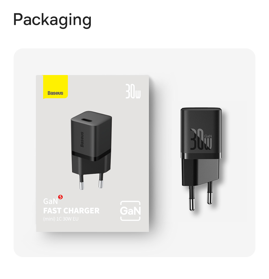 chube Bộ sạc nhanh Baseus GaN5 Fast Charger(mini) 1C 30W