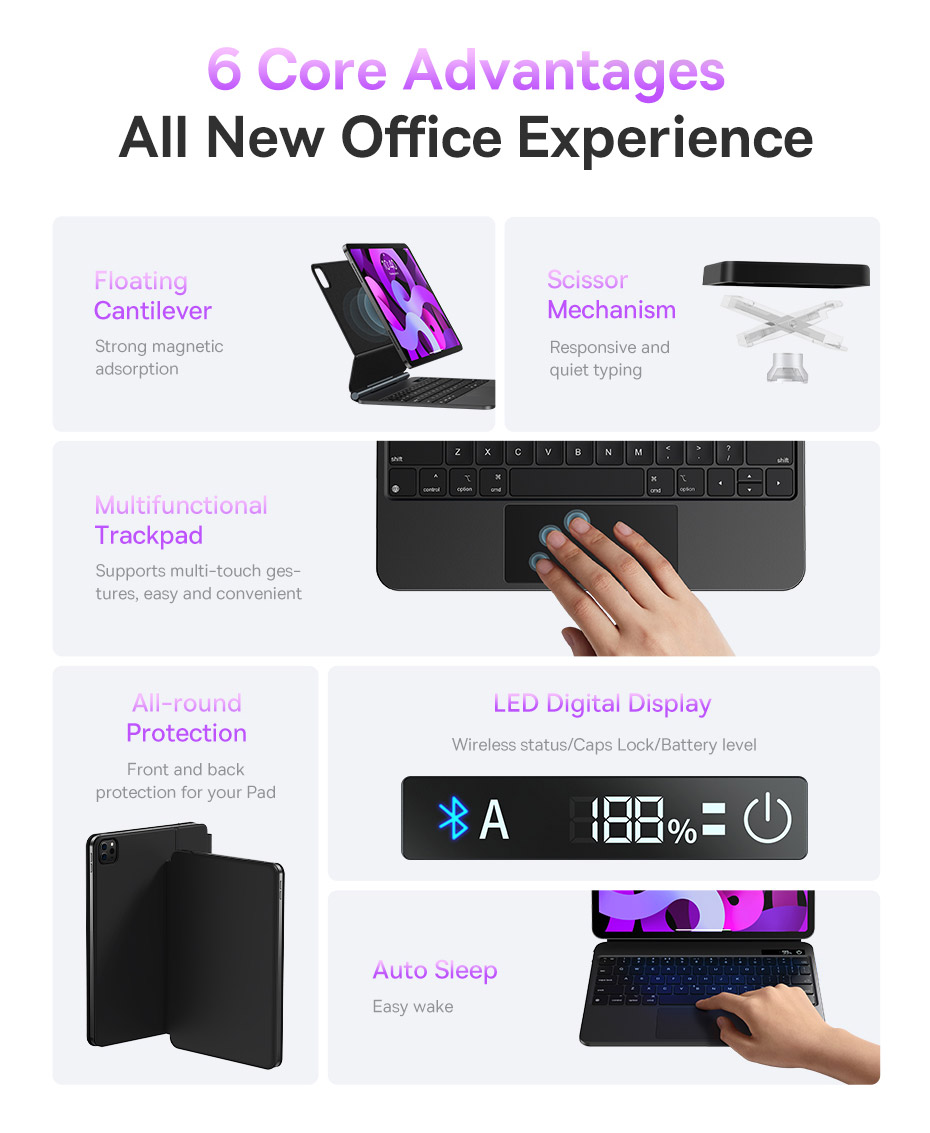 Bàn phím Nam Châm Baseus Brilliance Original Keyboard Case Pro - Góc nhìn linh hoạt