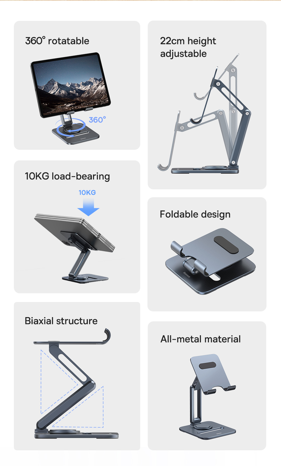 chube Giá Đỡ Máy Tính Bảng Baseus Desktop Biaxial Foldable Metal Stand