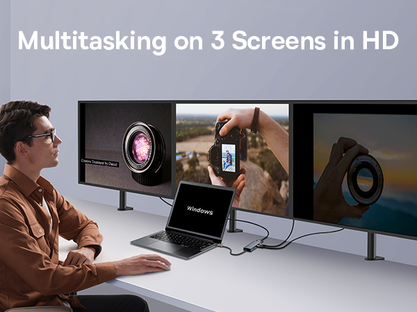 chube Hub chuyển đổi 7 in 1 Baseus Portal Series Triple-Display (3 màn hình MacOS)