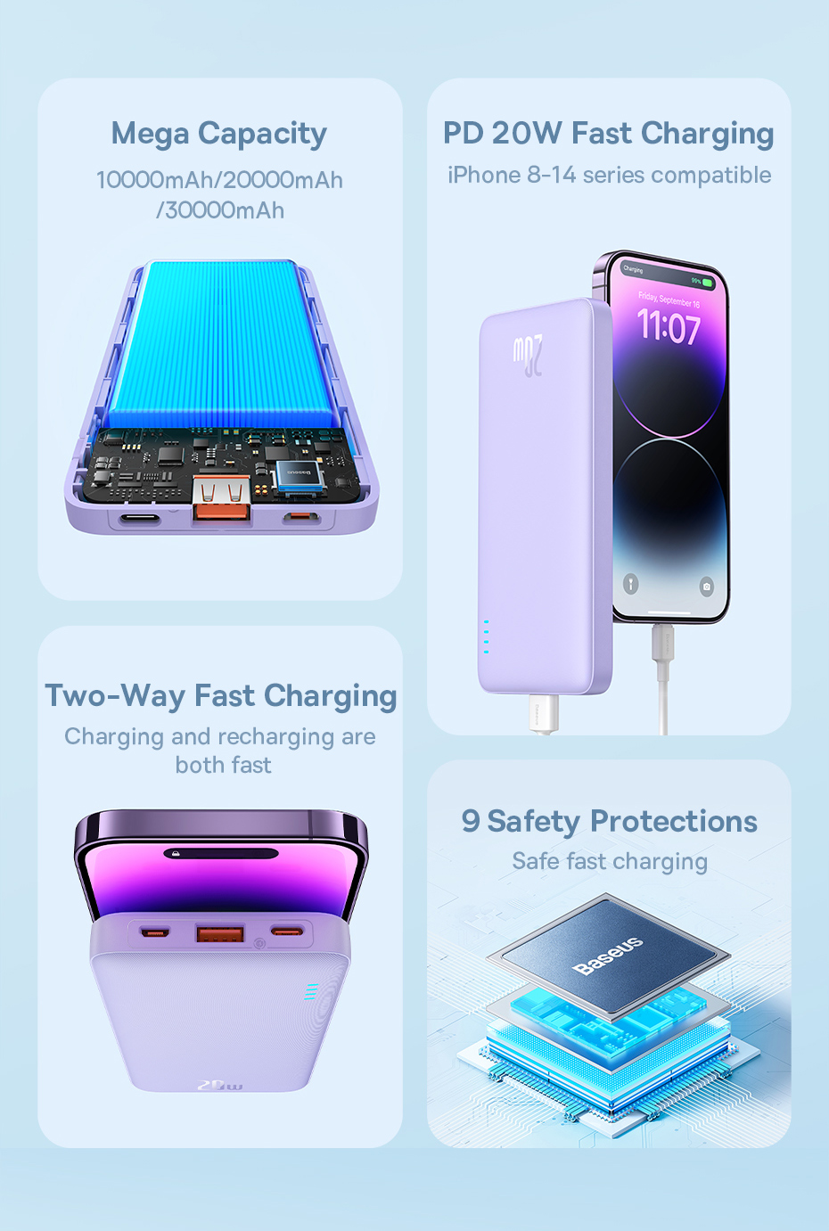 chube Sạc dự phòng 20W Baseus Airpow Fast Charge Power Bank 10000mAh 30000mAh