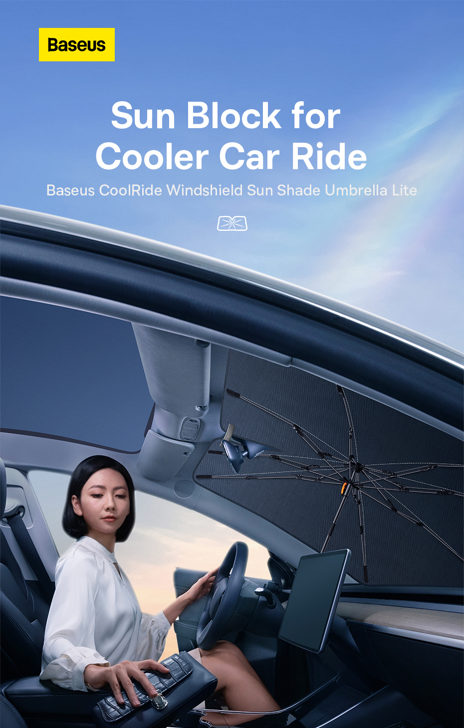 chube Dù 2 lớp che nắng kính chắn gió Baseus CoolRide Sun Shade Umbrella Lite