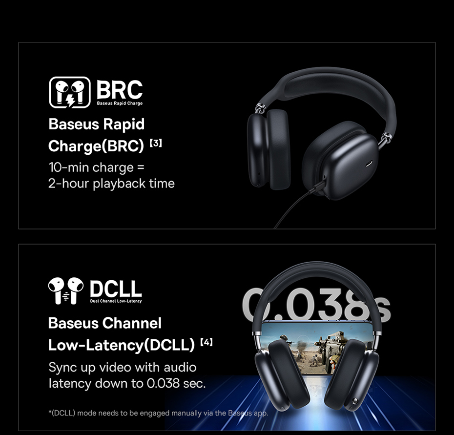 chube Tai nghe chụp tai chống ồn chủ động Baseus Bowie H2 ANC Wireless