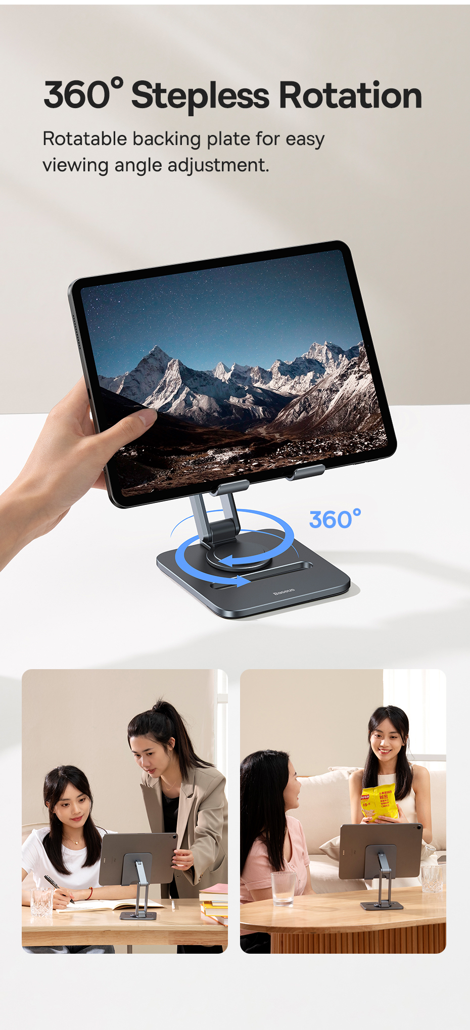 chube Giá Đỡ Máy Tính Bảng Baseus Desktop Biaxial Foldable Metal Stand