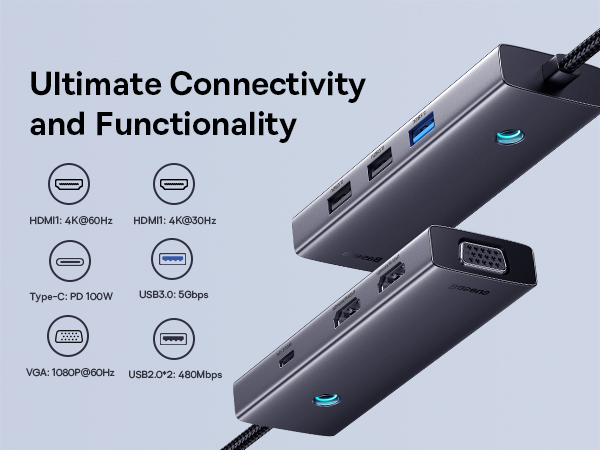 chube Hub chuyển đổi 7 in 1 Baseus Portal Series Triple-Display (3 màn hình MacOS)