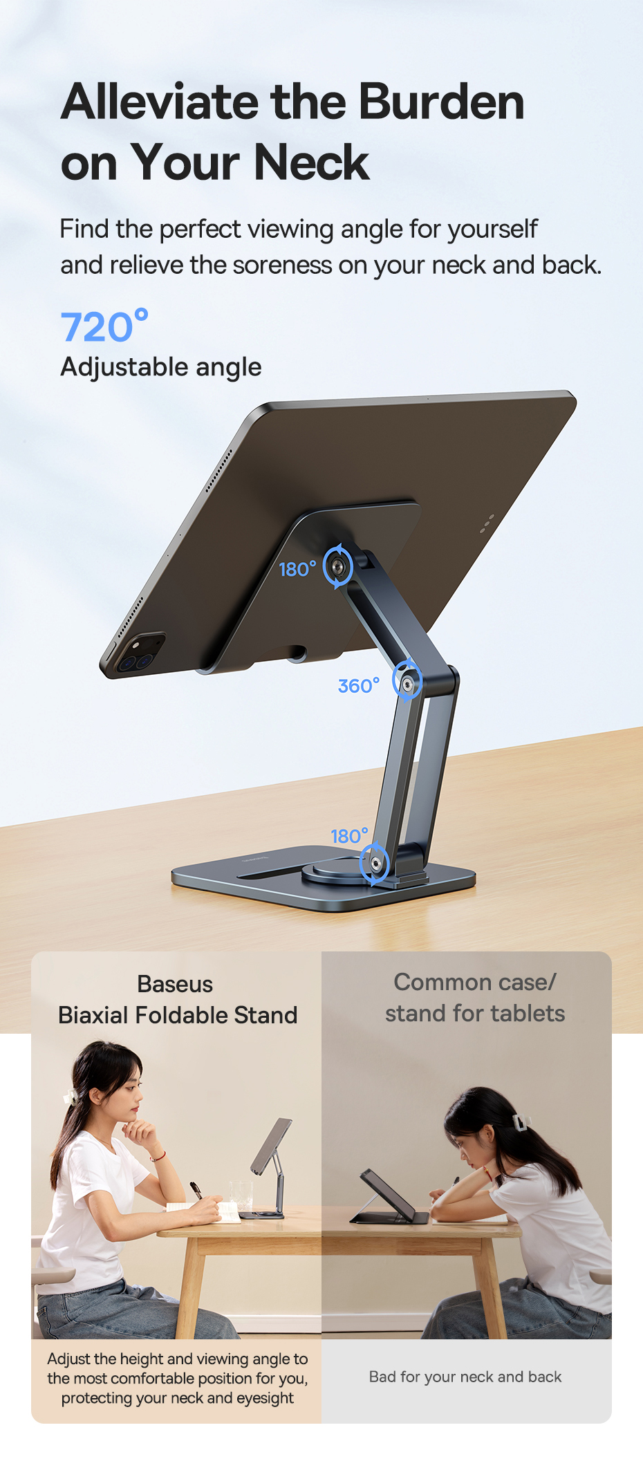 chube Giá Đỡ Máy Tính Bảng Baseus Desktop Biaxial Foldable Metal Stand