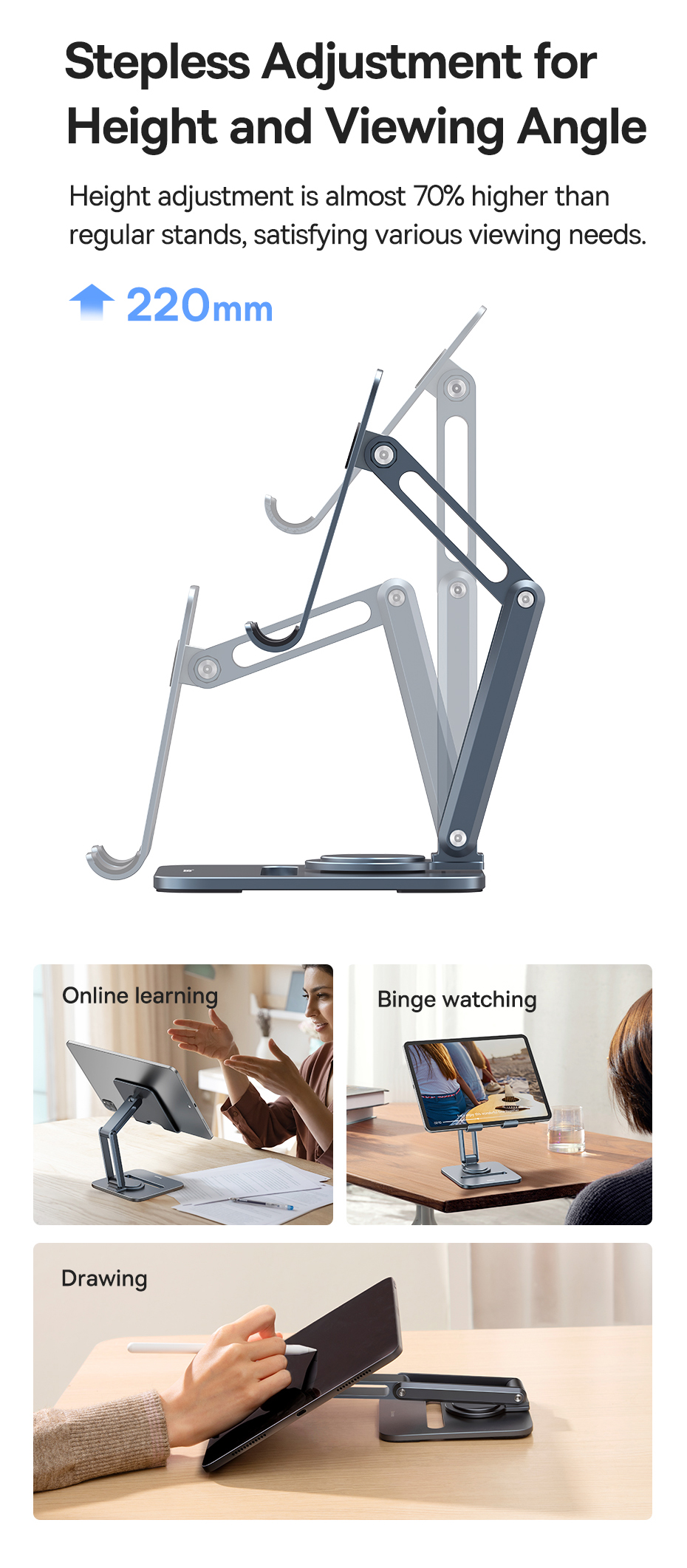 chube Giá Đỡ Máy Tính Bảng Baseus Desktop Biaxial Foldable Metal Stand