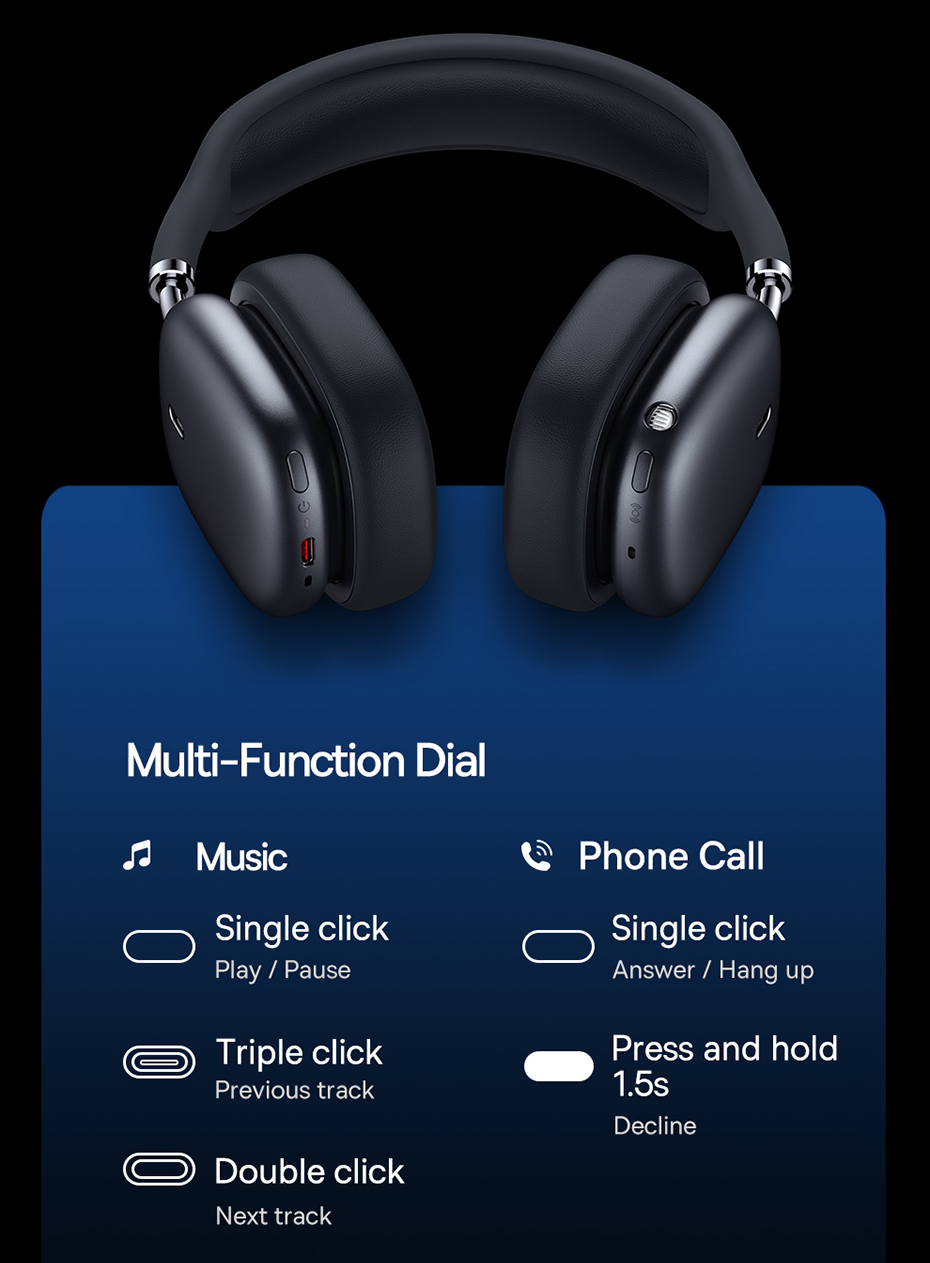 chube Tai nghe chụp tai chống ồn chủ động Baseus Bowie H2 ANC Wireless
