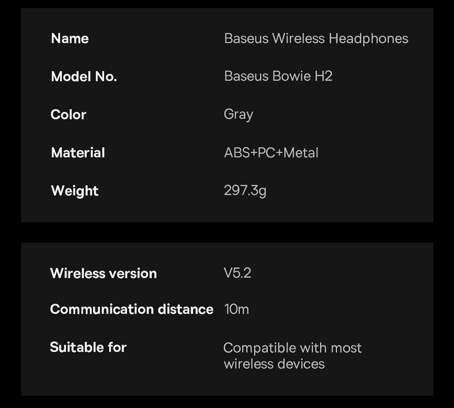chube Tai nghe chụp tai chống ồn chủ động Baseus Bowie H2 ANC Wireless
