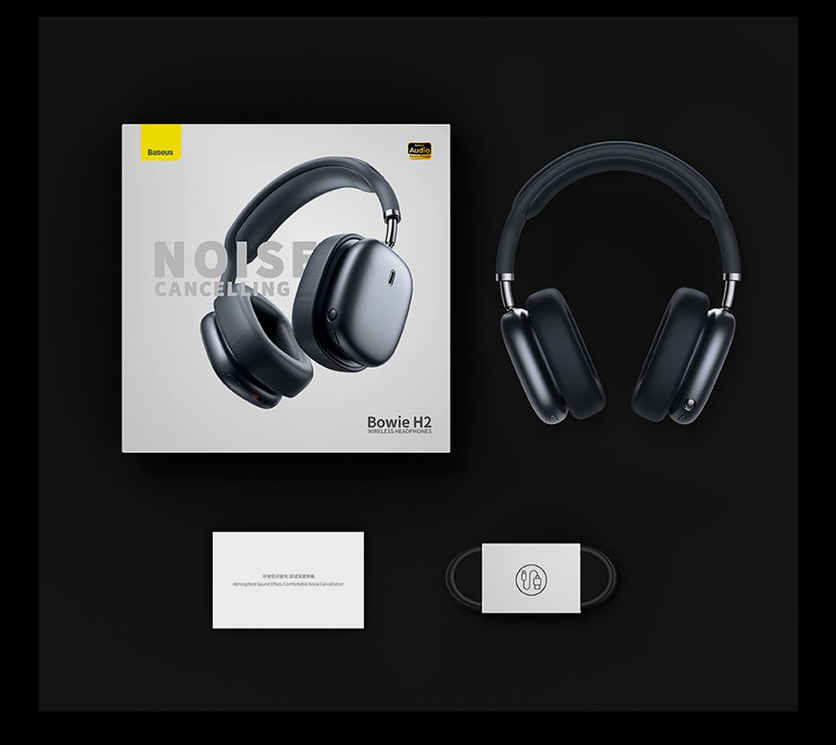 chube Tai nghe chụp tai chống ồn chủ động Baseus Bowie H2 ANC Wireless