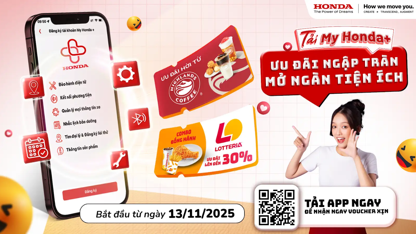Honda Việt Nam triển khai ưu đãi dành riêng cho người dùng ứng dụng My Honda+