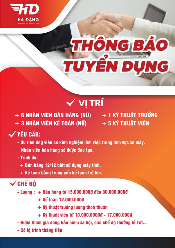 THÔNG BÁO TUYỂN DỤNG