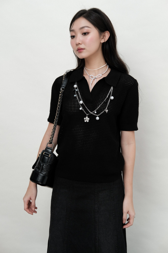 Áo Nữ Dệt Kim Dessy Polo R24DK09