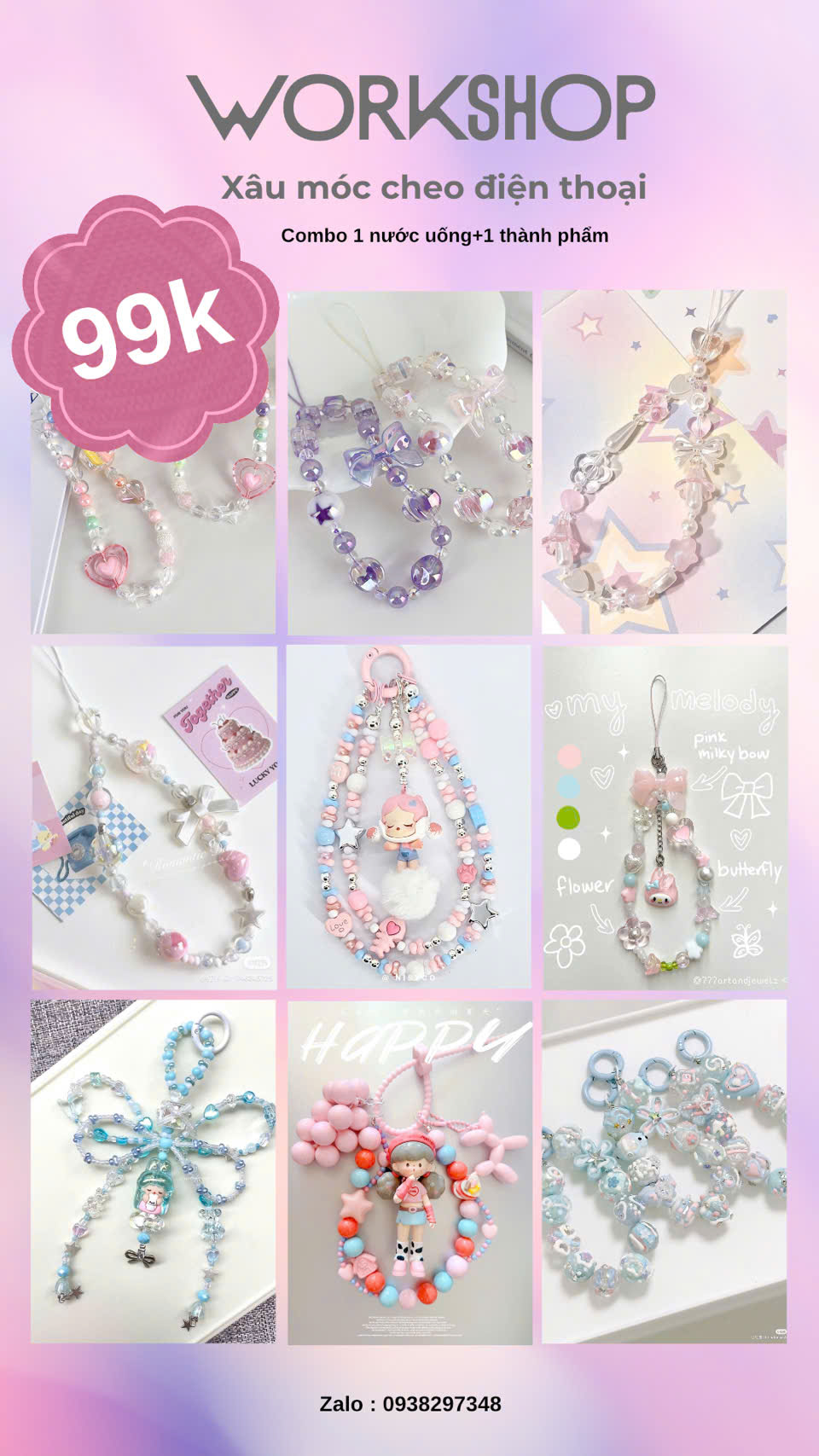 DUTYPAT workshop - xâu vòng hạt móc treo điện thoại dịp lễ 10/3