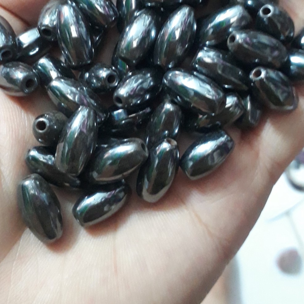 5 viên lu thống 8x14mm đá quặng xám đen