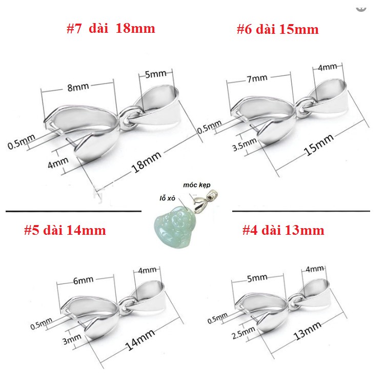 10 kẹp mặt dây chuyền bằng đồng đủ size