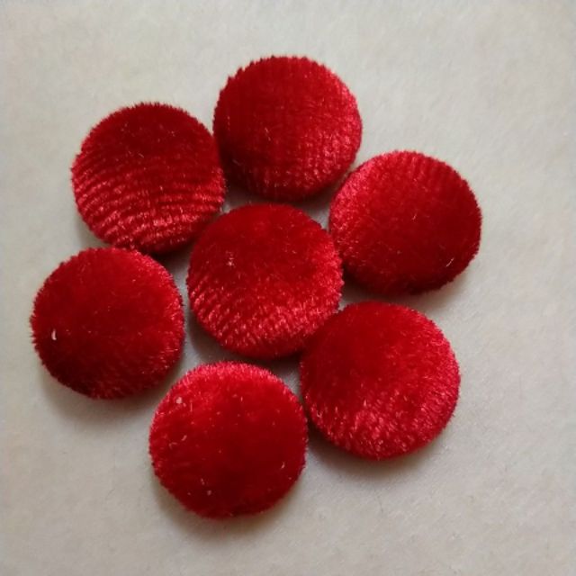 10 Nút dán vải nhung đỏ và xanh đen 15mm