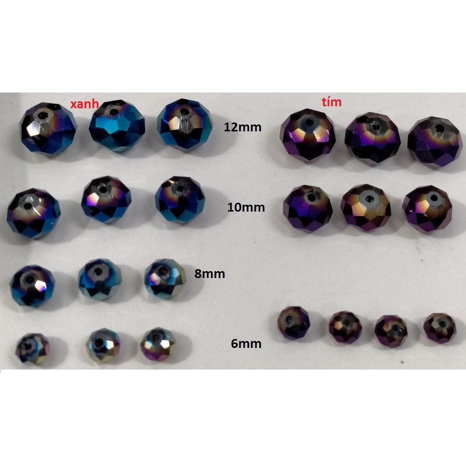 100-500gam hạt pha lê nhựa bánh cam lấp lánh 8mm làm vòng tay, vòng cổ, túi xách