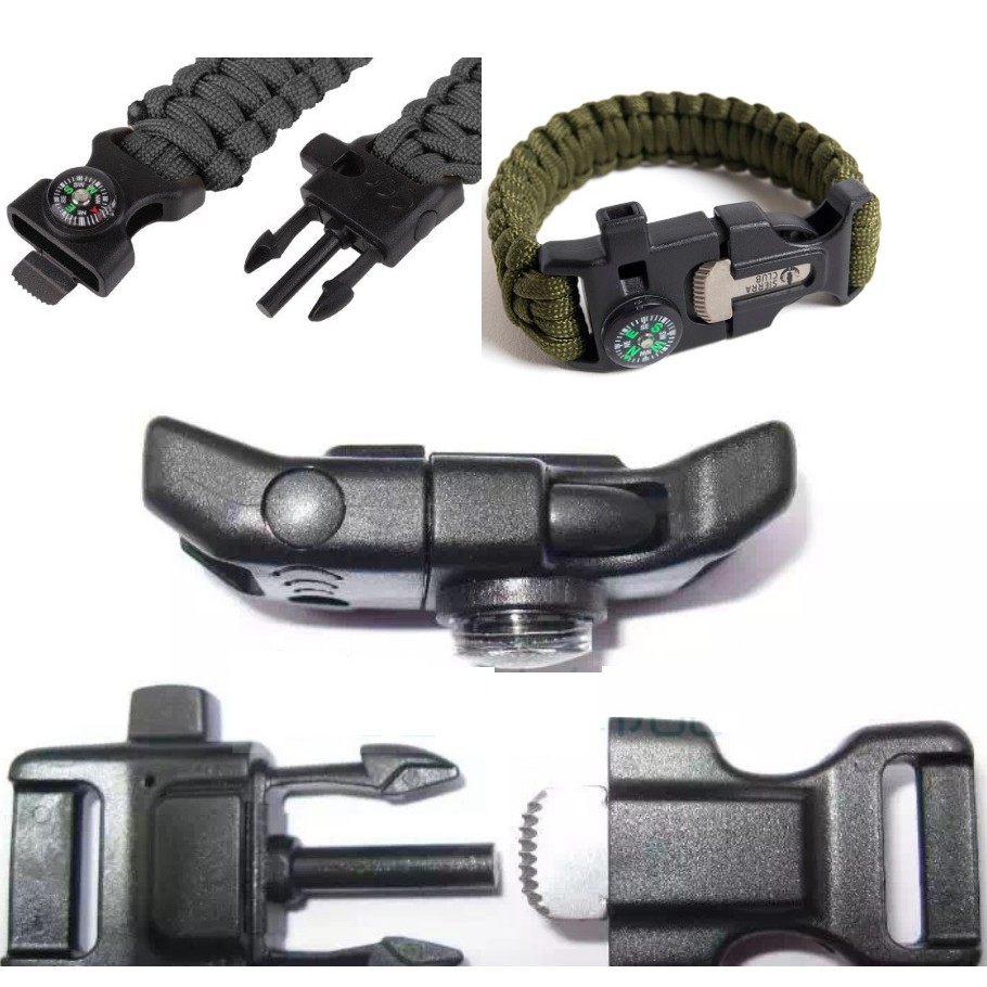 khóa paracord có còi, dao,la bàn & đánh lửa làm vòng tay sinh tồn