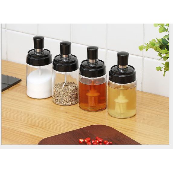 hủ lọ thủy tinh đựng gia vị , dầu ăn cho nhà bếp kiểu nắp nhọn (p175-64)