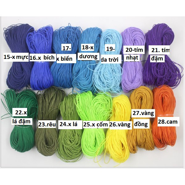 10m dây sáp wax đài loan 1mm đan vòng không thấm nước (màu 20-màu 39)