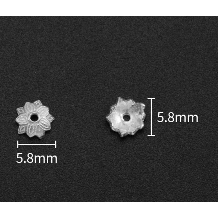 đế hoa ốp hạt bạc 925 -size 5.8mm mã 752
