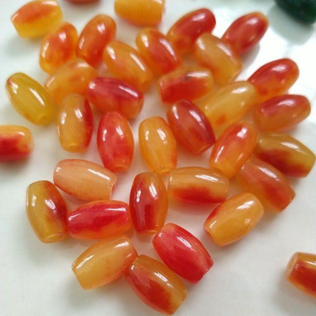 2viên lu thống đá thiên nhiên 8x12mm dùng mix vòng hạt, làm trang sức.