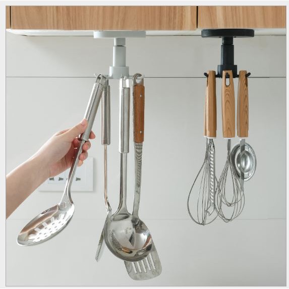 Giá Treo Đồ Nhà Bếp Nhà Tắm 6 Móc Xoay 360 Độ Treo Đồ Đa Năng (p175-66)