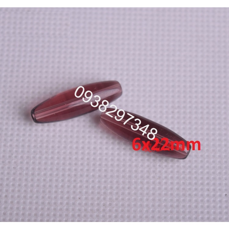 15gam (10 hạt) đá thủy tinh nhân tạo lu thống 6x22mm (có 9 màu) có lỗ xỏ làm vòng