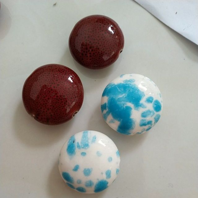 2viên đá gốm tròn dẹp 30mm