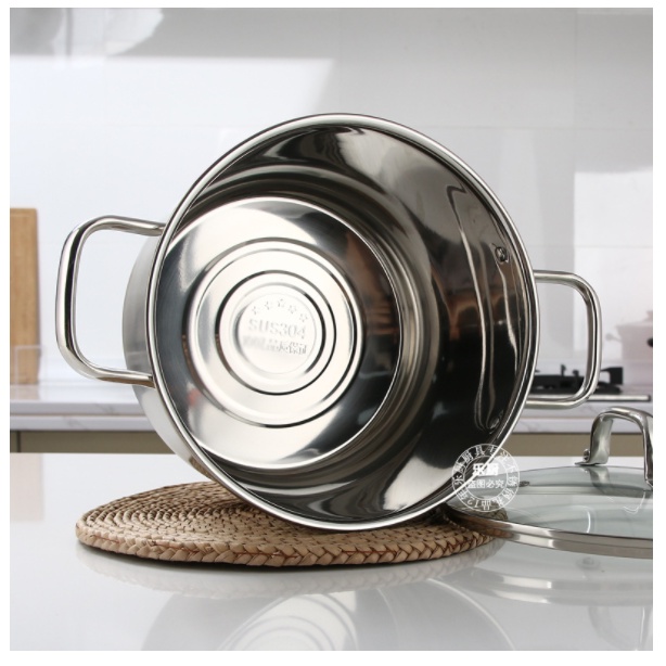 Nồi Inox 304 size 26cm cao  17cm phù hợp nấu nước hầm, nước lèo, soup... dùng các loại bếp , kể cả bếp từ