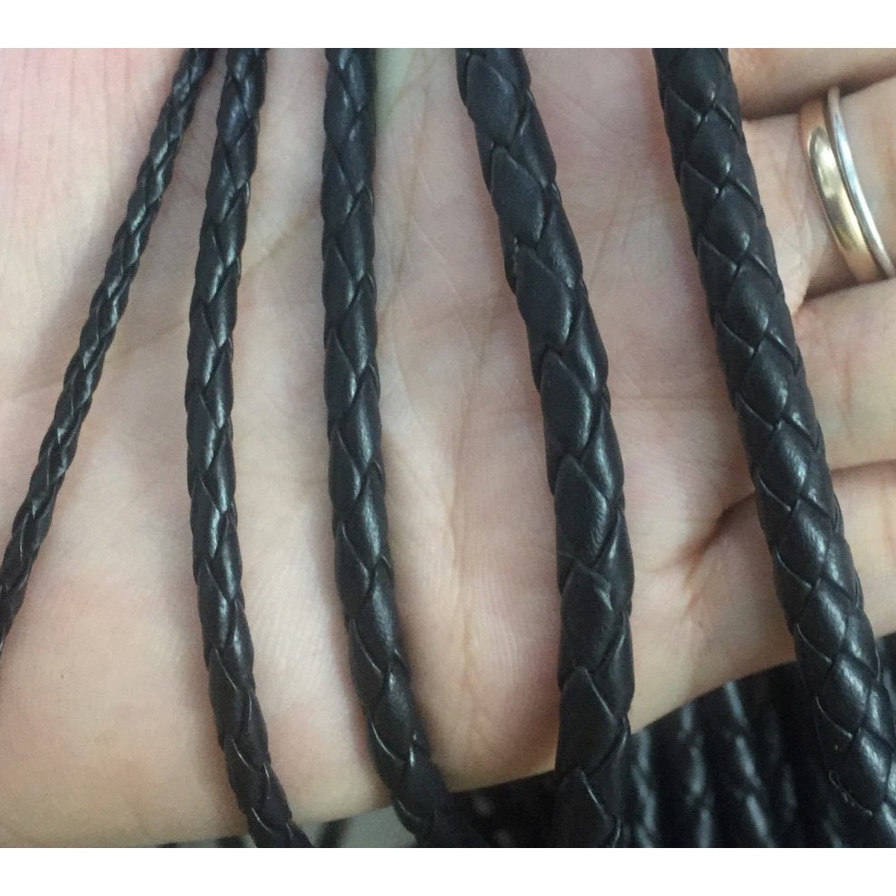 10m dây da tròn đen làm vòng size 3-4-5-6-7mm