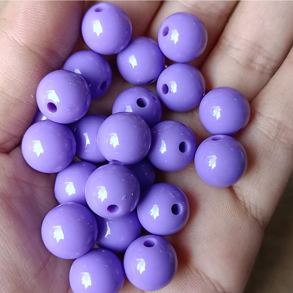 10-25gam hạt nhựa 12mm tròn nhiều màu có lỗ xỏ dây cỡ 2mm