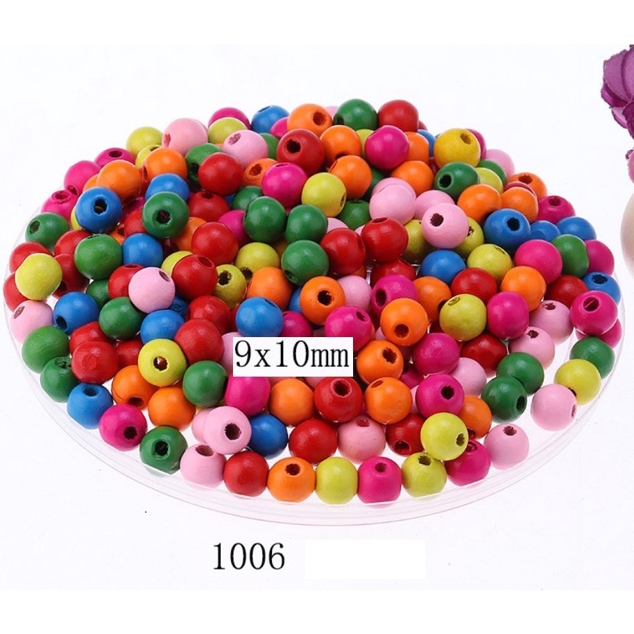 5-25gam hạt gỗ 10mm nhiều màu để chọn làm vòng, trang trí handmade DIY, dụng cụ học tập, đồ chơi, đan vòng dreamcatcher