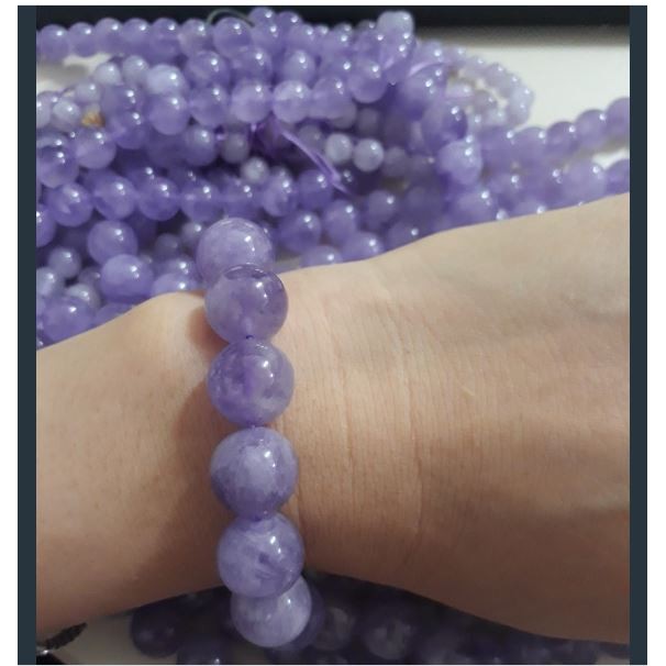 1 viên T H A C H - A N H tím loại đẹp 7A làm vòng tay size 8-10-12 mm