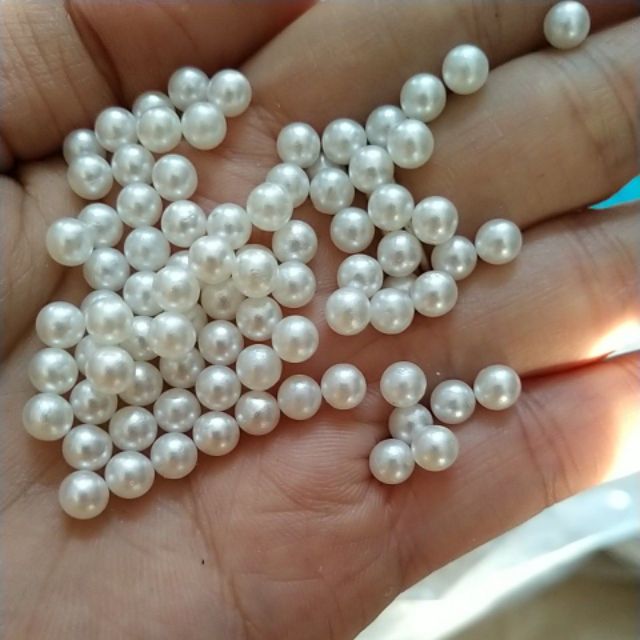 25gam hạt nhựa bẹt tròn không lỗ màu kem 4/5/8/10mm