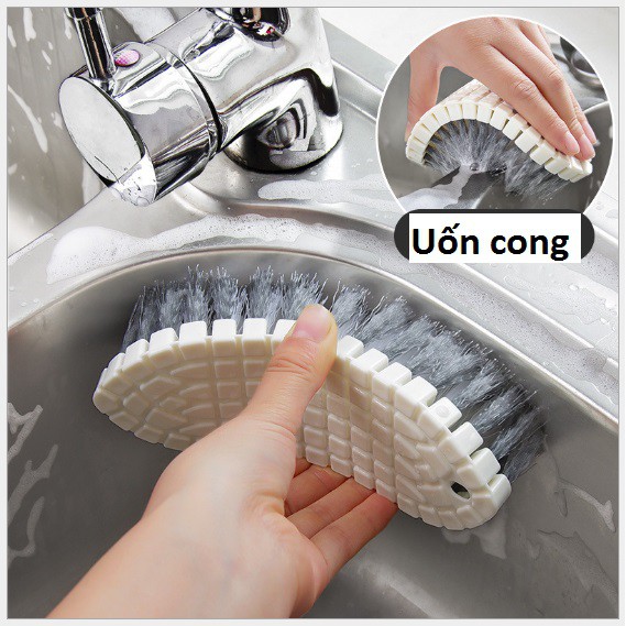Bàn chải chà cọ bồn vệ sinh, nhà bếp uốn cong chà rửa mọi góc cạnh