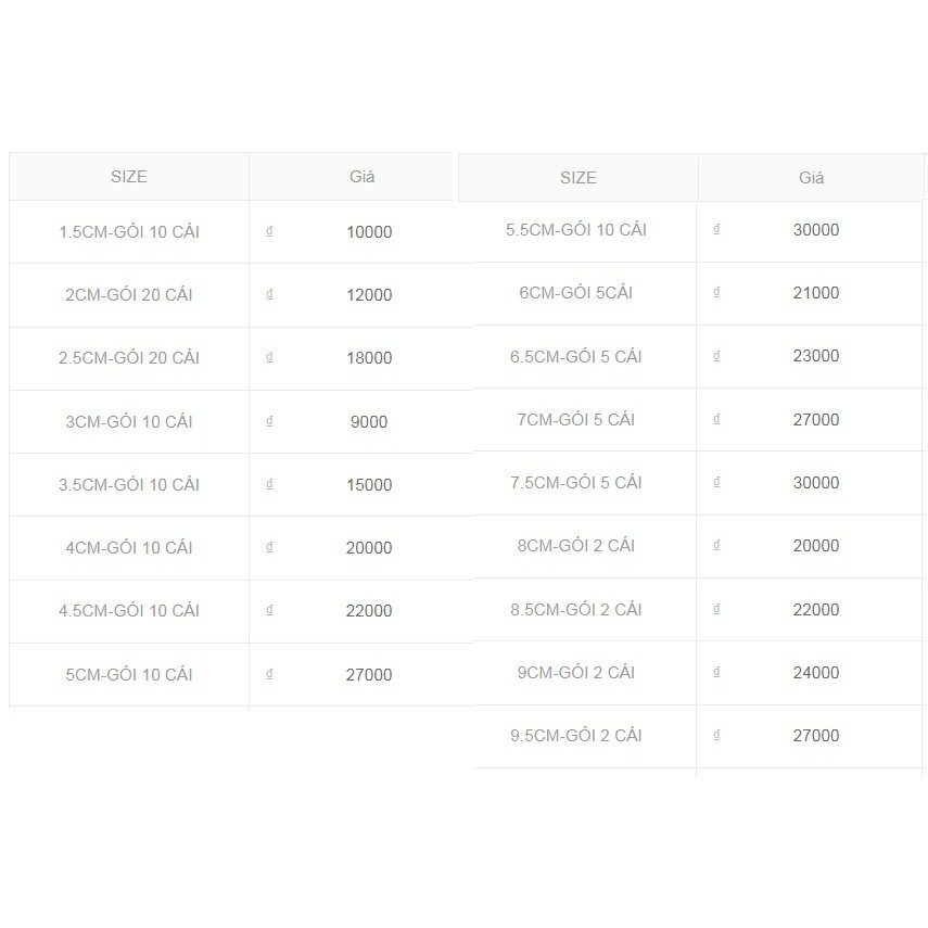 10 cái khoen vòng gỗ đủ size 1.5-2-2.5-3-3.5-4-4.5-5-5.5-6-6.5-7-7.5-8-9-10cm