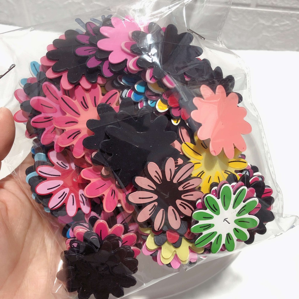 5-20 Miếng -O120- patch nhựa hình hoa 3.9cm nhiều màu